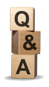 wooden blocks that have 'Q & A' on them