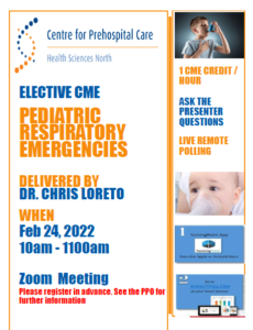CPC flyer advertising CME Opportunity for Pediatric Respiratory Emergencies