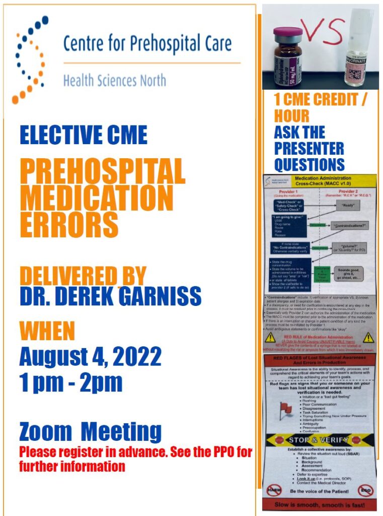poster to advertise the elective CME occurring on Aug. 4, 2022 at 1:00pm.