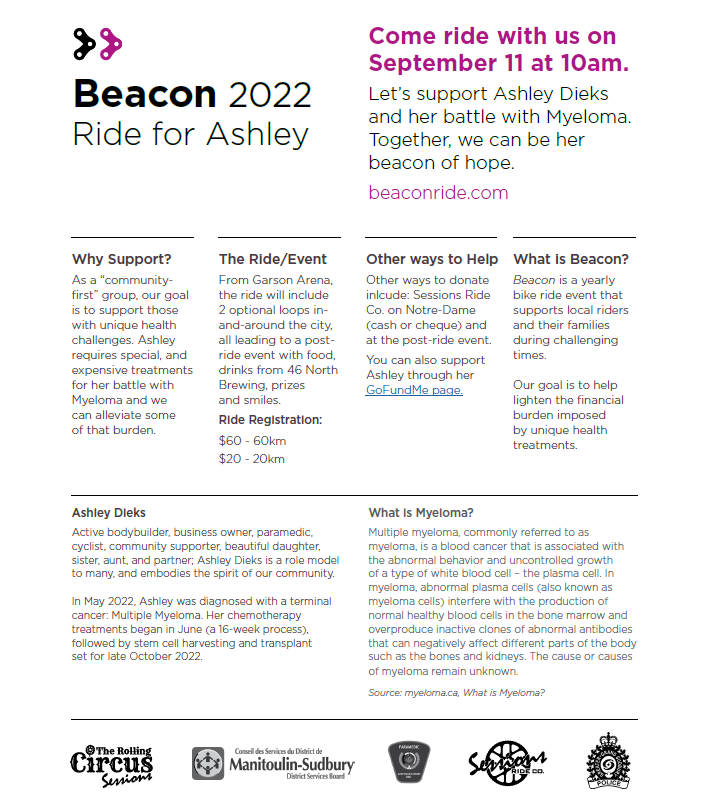 Beacon 2022 Ride for Ashley September 11 at 10am at Garson Arena